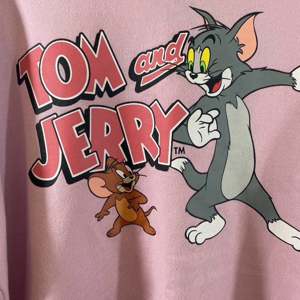Tom and Jerry Pink Long Sleeve Pullover Sweatshirt EUC Women's Size XXL - Picture 2 of 12